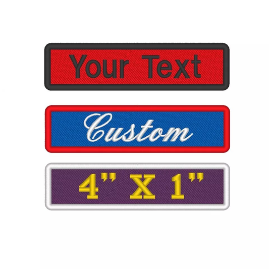 Custom Embroidered Name Tag Sew on Patch 4" x 1"